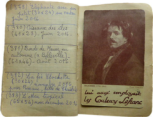 Dernière page du petit carnet et derniers tableaux de Ginou.