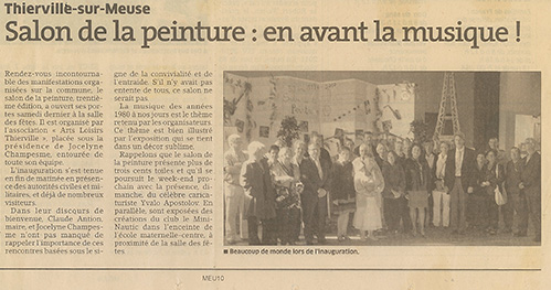 Ginou en photo pour la 30ème édition du salon de peinture de Thierville-sur-Meuse (Est Républicain du 21 septembre 2010).