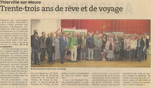 Ginou en photo pour la 33ème édition du salon de peinture de Thierville-sur-Meuse (Est Républicain du 17 septembre 2013).