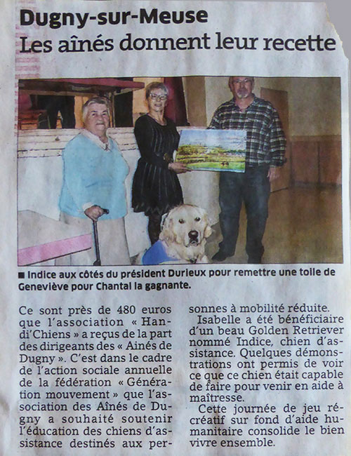 Ginou était engagée dans des œuvres caritatives, comme le montre cette coupure de presse de 2016.